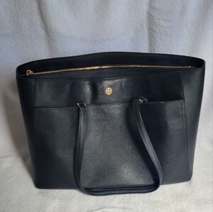 Tory Burch Robinson Saffiano Leather Tote, Black